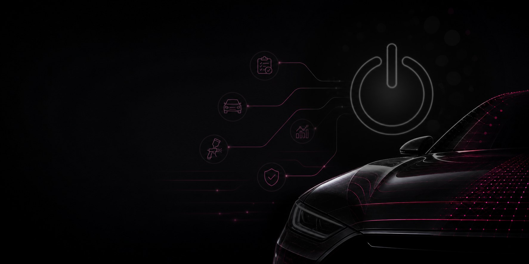Automotive repair workflow represented by connected digital tools